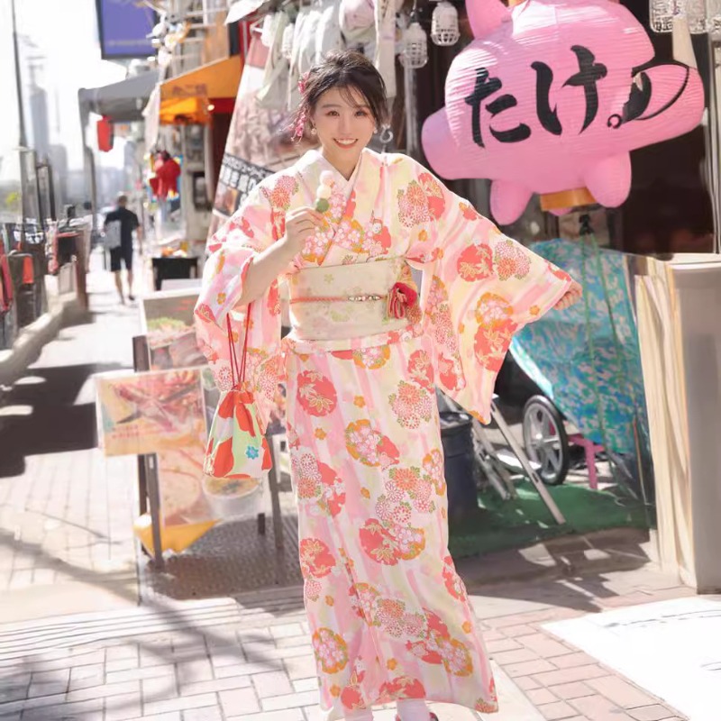新しい着物女性の改良版レトロ和風和風ピンク浴衣フォトドレス改良神ガール