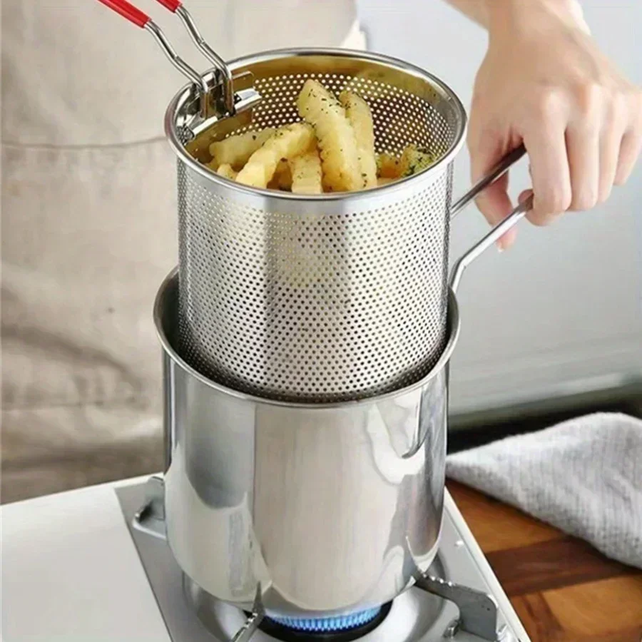 ステンレス鋼のフライヤー、フライドポテトと手羽先、天府羅ポット家庭用小型オイルポット、フィルタースクリーン付き