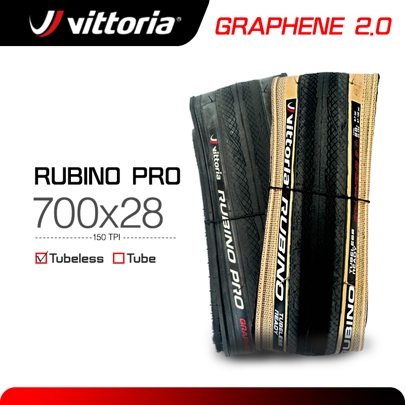 Vittoria RUBINO PRO ロードタイヤ 700×28 グラフェン 2.0 チューブレス/クリンチャー折りたたみタイヤ 150TPI 700X28C ロード自転車競技用