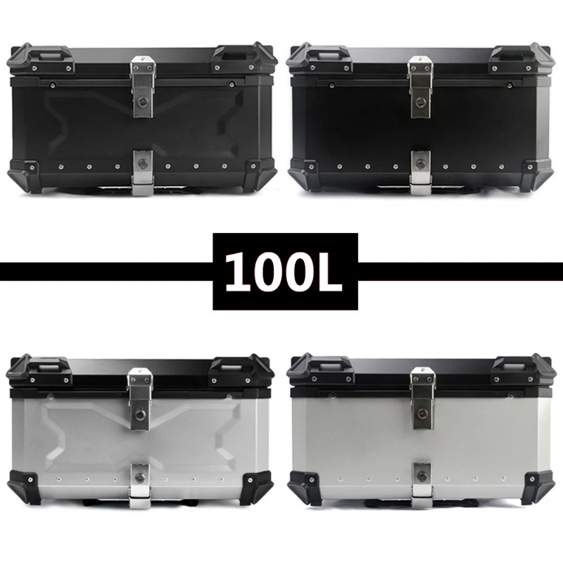 100L アルミニウム防水オートバイトップケース、荷物防水オートバイトランク用セキュリティロック付きトランクテールボックス
