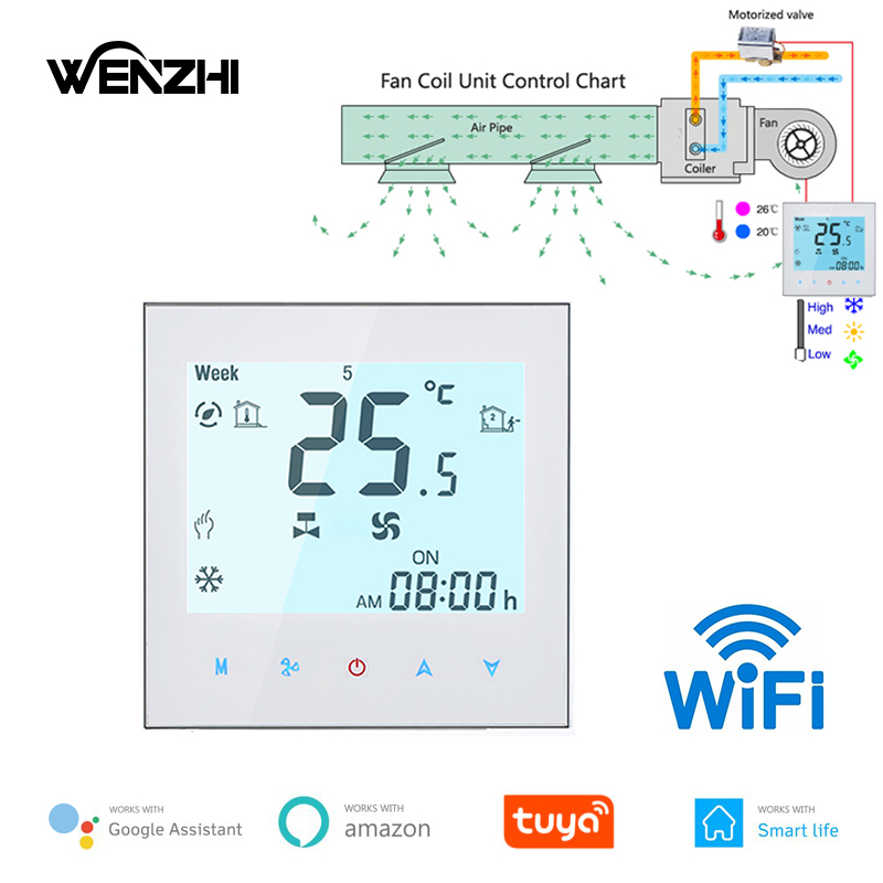 Wifi 空調サーモスタットファンコイルユニットデジタル温度コンディショナーコントローラー 220V Tuya スマートライフ Alexa Google ホーム