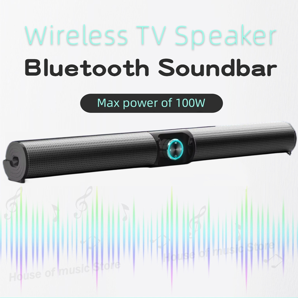 BS-55 100W TV Sound Bar Wireless Bluetooth Speakers Portable HomeTheater Surround Boombox FM Radio Supports USB,Coaxial,AUX-IN