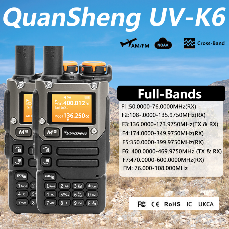 Quansheng UV-K6 トランシーバー 5 ワットエアバンドラジオタイプ C 充電 UHF VHF DTMF FM スクランブラー NOAA ワイヤレス周波数双方向 CB ラジオ