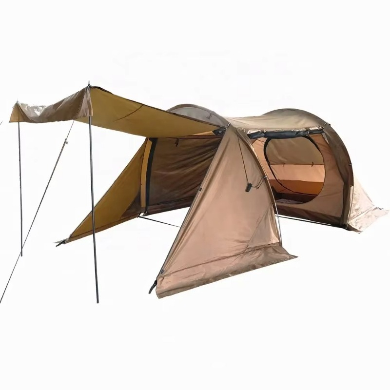 Camping Fun QY-IN808 防水で広々とした 3 シーズン用キャンプ トンネル テント、1 ルームと 1 リビング ルームのデザイン、オーニング付き