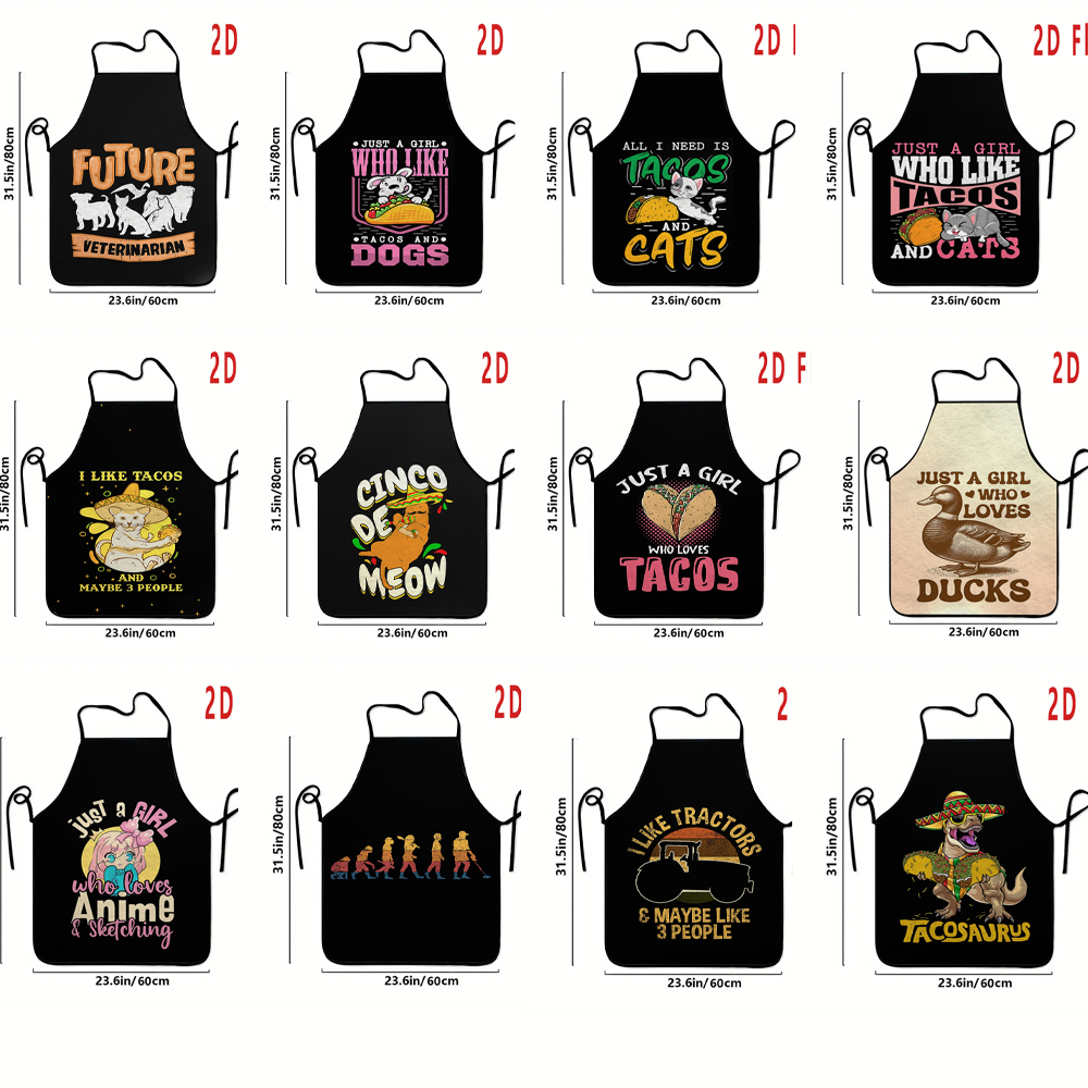 複数のサイズメキシカンタコスプリントエプロン、キッチンおよびダイニングエプロン、バーベキューエプロン、耐久性とお手入れが簡単。