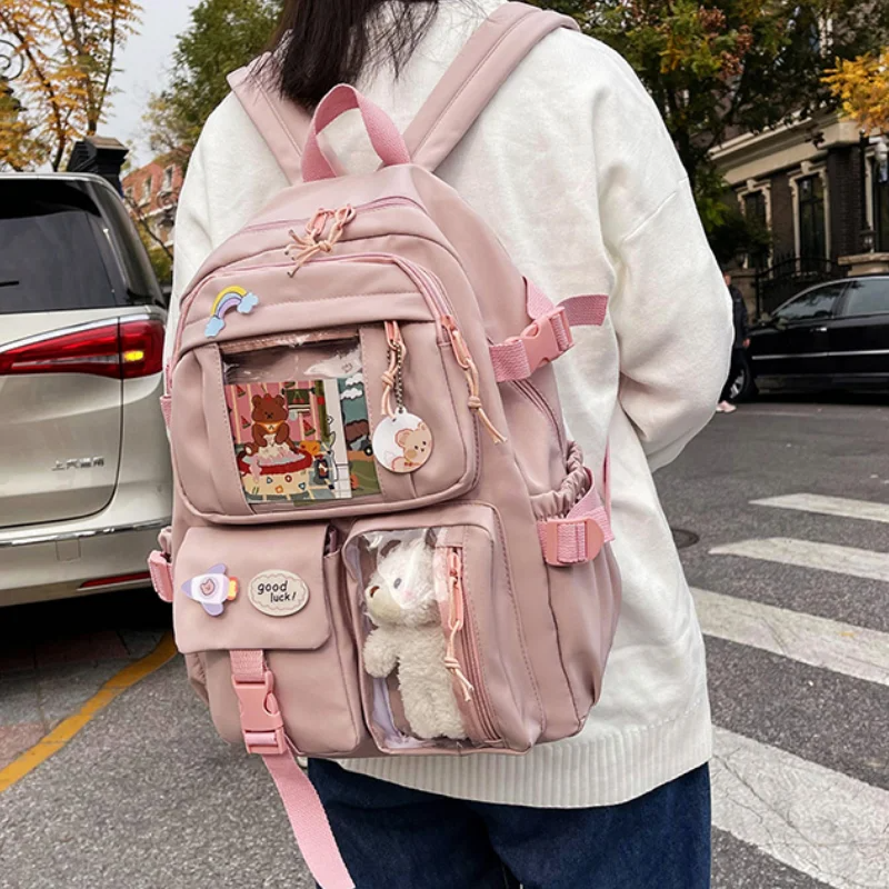 和風バックパック女の子用韓国スタイルかわいいかわいいバッグキャンパス学生ブックバッグカジュアル大容量ラップトップバッグ