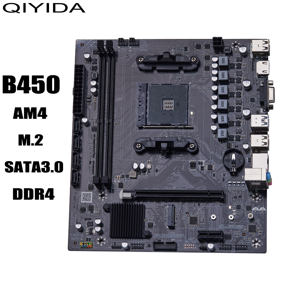 QIYIDA B450 マザーボードサポート DDR4 デスクトップ RAM AM4 CPU スロット NVME NGFF M.2 USB 3.0 VGA デュアルチャネル Ryzen am4 cpu 用
