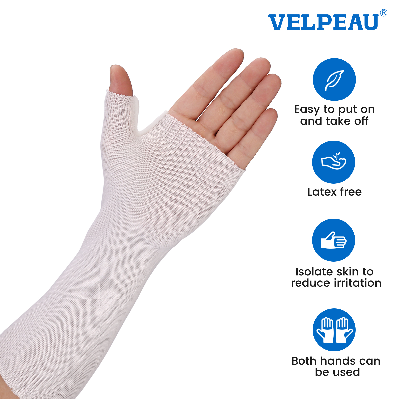 VELPEAU 管状ストッキネット、皮膚を保護し刺激を軽減する弾性リストライナー、副木用通気性ハンドソックス 10 個
