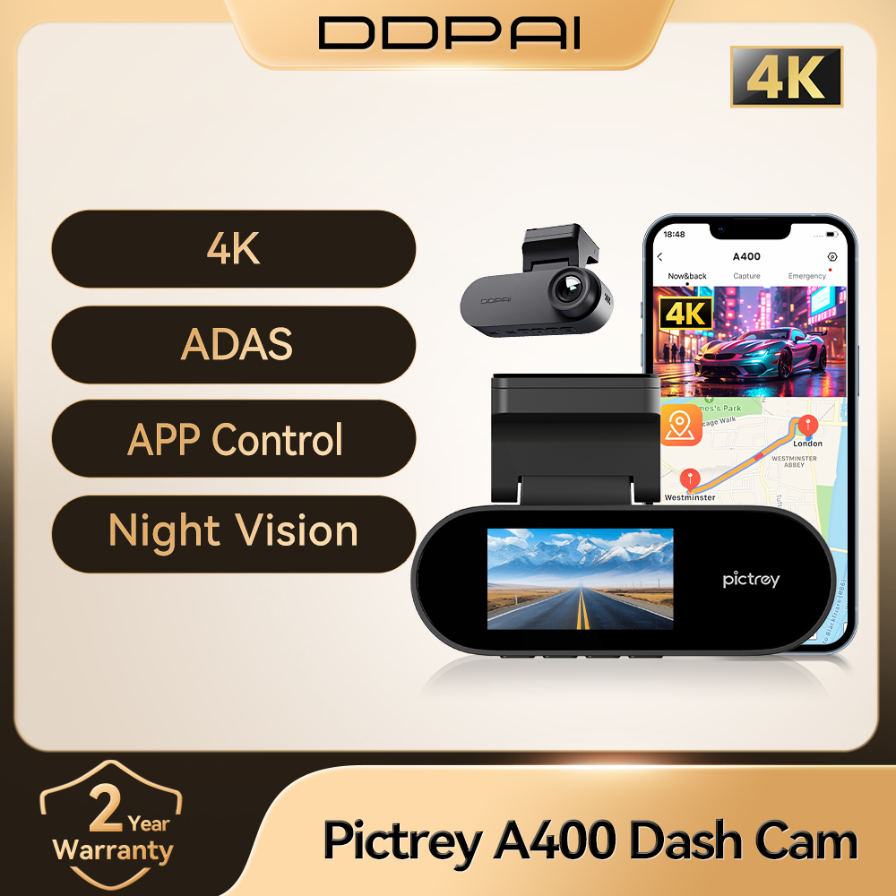 Pictrey A400 4K ダッシュカム 内蔵 ADAS Wi-Fi ダッシュカーカメラ 1.9 インチ IPS スクリーンサポート パーキングモニター ナイトビジョン 車 DVR