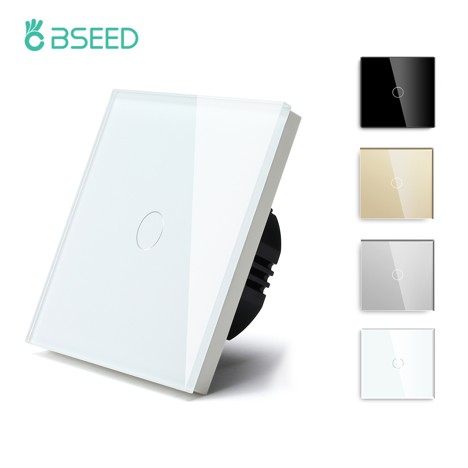 BSEED タッチスクリーンライトスイッチ 1/2/3Gang 1Way LED バックライト壁スイッチガラスパネル最大負荷 300 ワットライトスイッチオンオフ