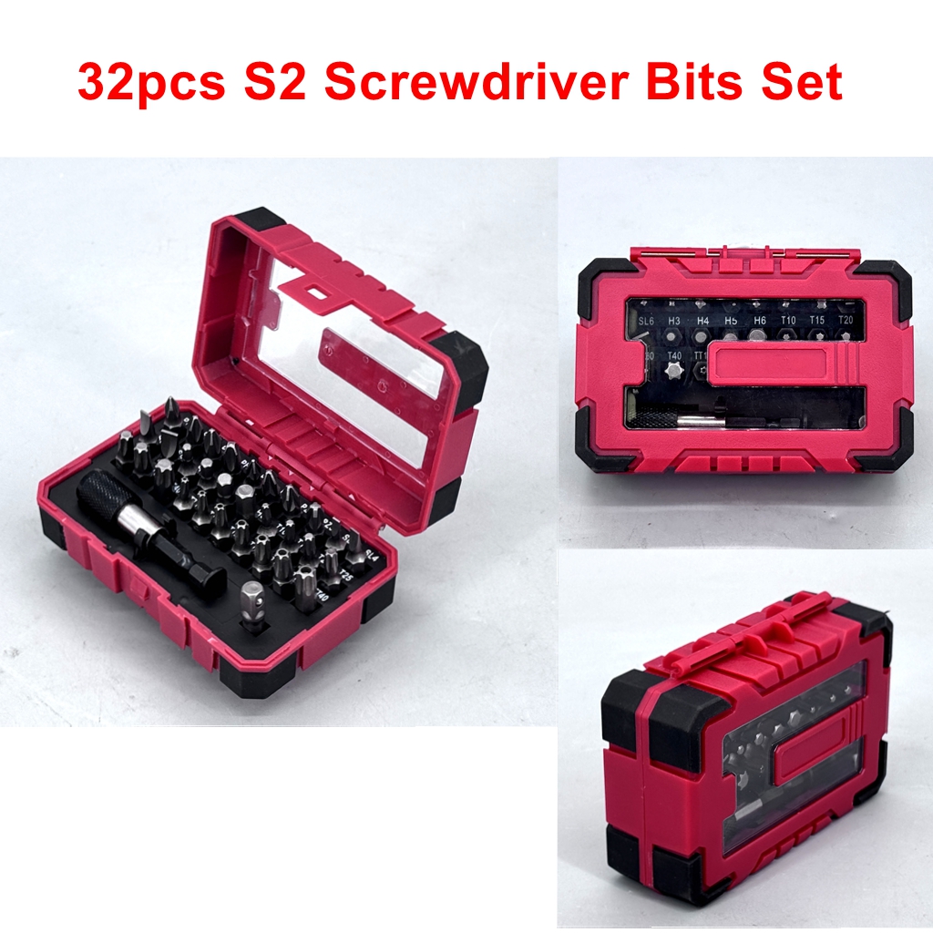 32本ネジセット、ツールボックス付き、S2素材、高品質セキュリティビットセット、焼き戻しビット、家庭用電化製品、車両用