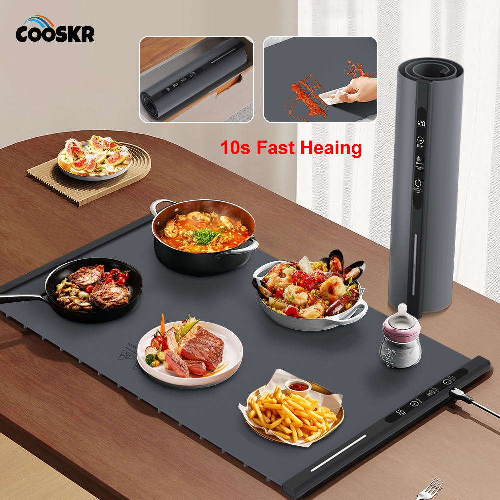 電気加熱プレートシリコンダイニングテーブル食品ウォーマーマット急速温暖化食品コーヒーヒータートレイ折りたたみ食品温暖化プレート