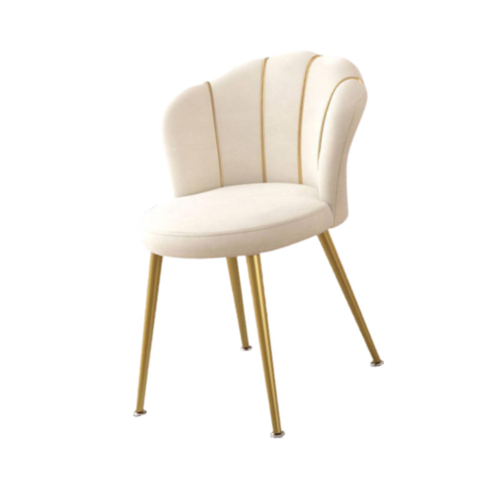 Vanity Chair Nordic with Metal Legs Furniture Curved Backrest Round Sponge Cushion Makeup Chair for Living Room Lounge Bedroom