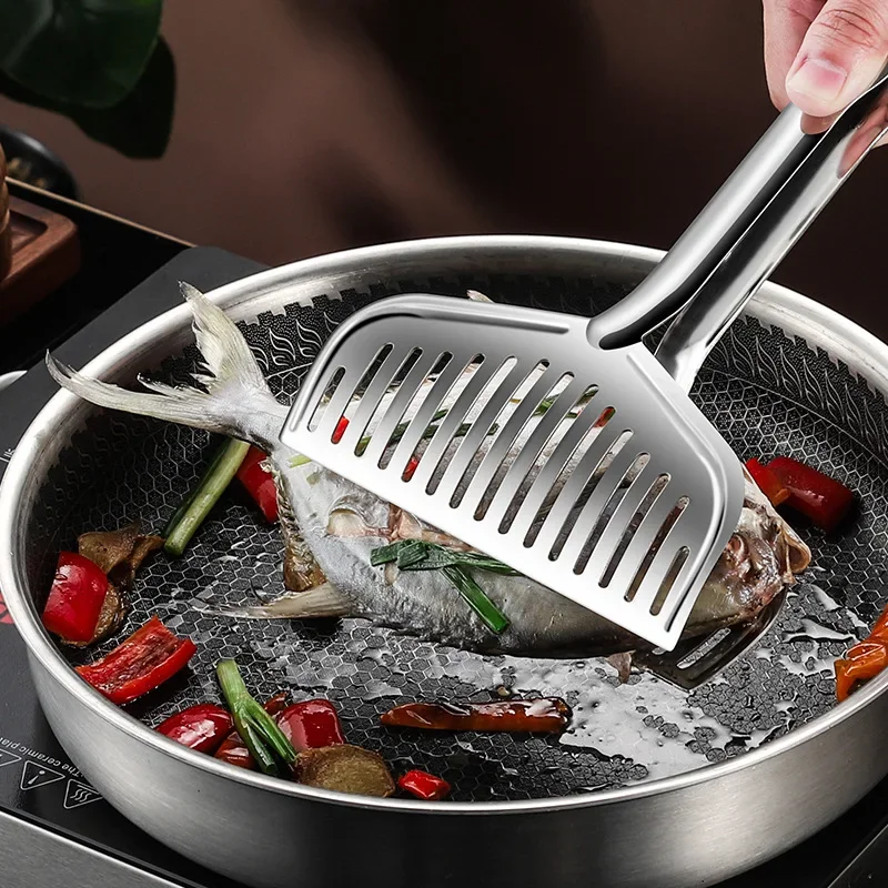 ステンレス鋼の家庭用バーベキュートング食品トング揚げ魚グリル魚トングステーキフライトングキッチンツール