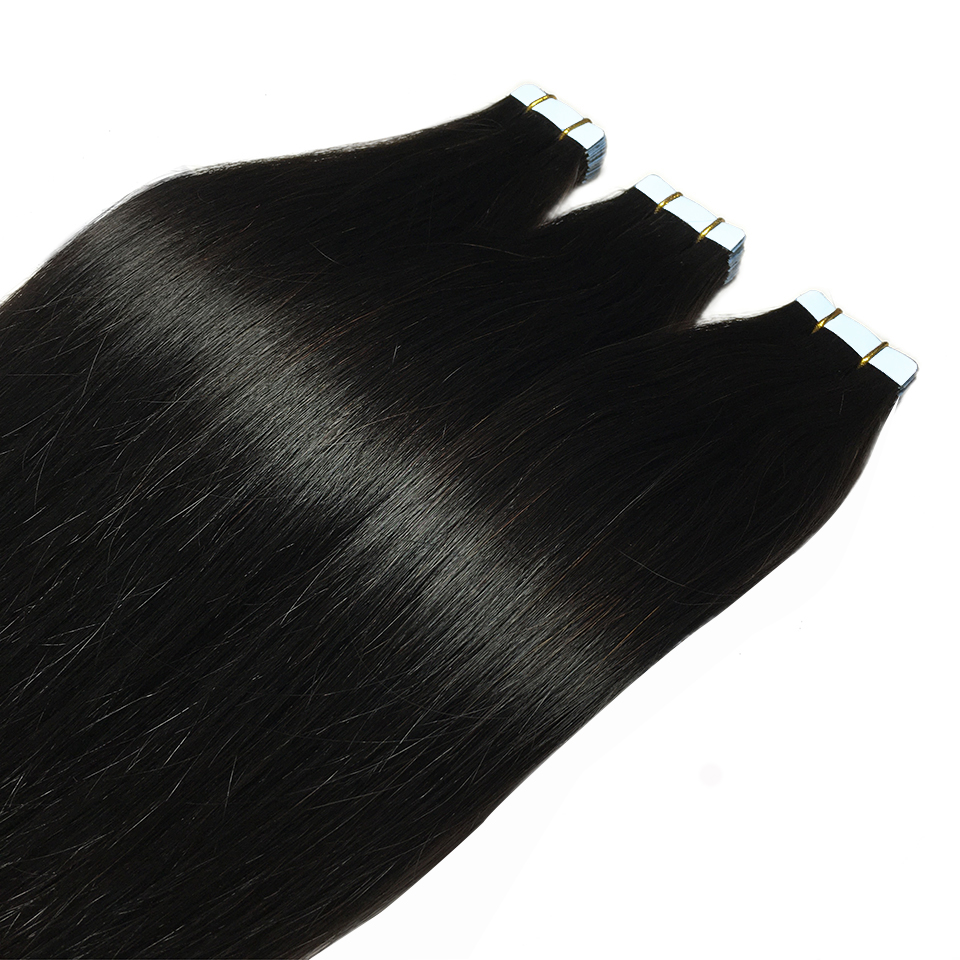 テープインヘアエクステンション ストレート レミー人毛 シームレス インビジブルスキン ヨコ糸 レミー 両面接着剤 ベトナム人毛 50g/パック 16-26インチ