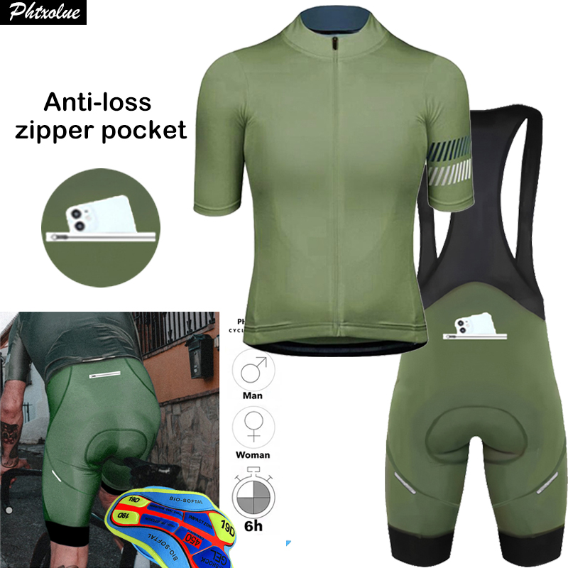 Phtxolue サイクリングジャージセット男性抗損失ジッパーサイクリングセット服プロバイク服抗 UV 女性 MTB 自転車ウェアスーツキット