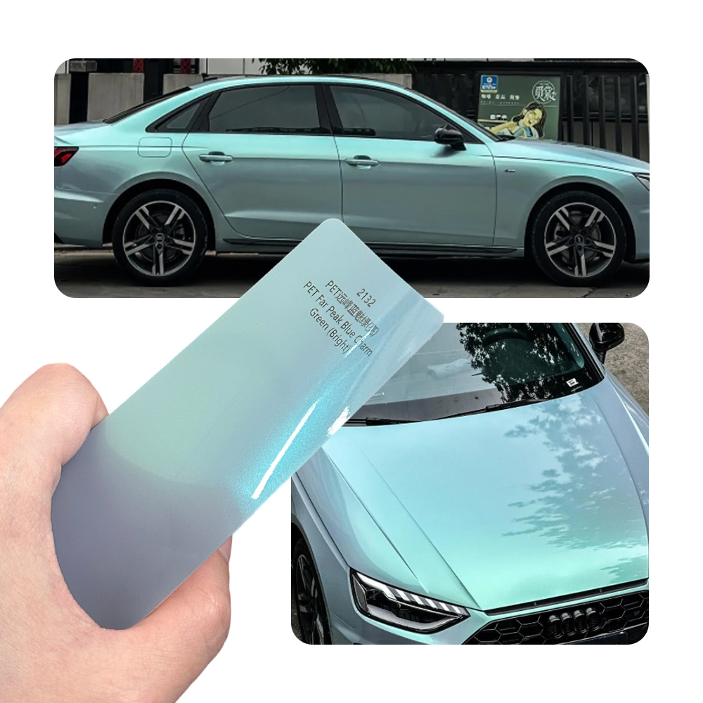 超高輝度ピークブルーチャームグリーンフルカーラップビニール PVC PET 車体ステッカー変色フィルムロールペイント保護 18 メートル