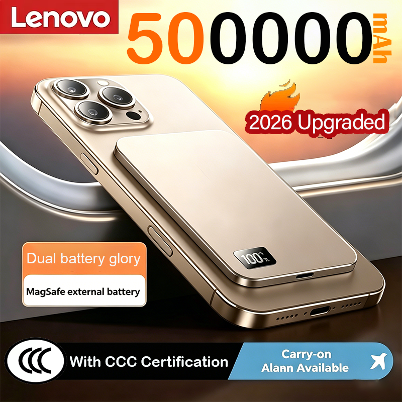 Lenovo 500000mAh 超スリム磁気ワイヤレス電源銀行超高速充電 CCC 認定 LED ディスプレイ MagSafe 用ポータブル パック