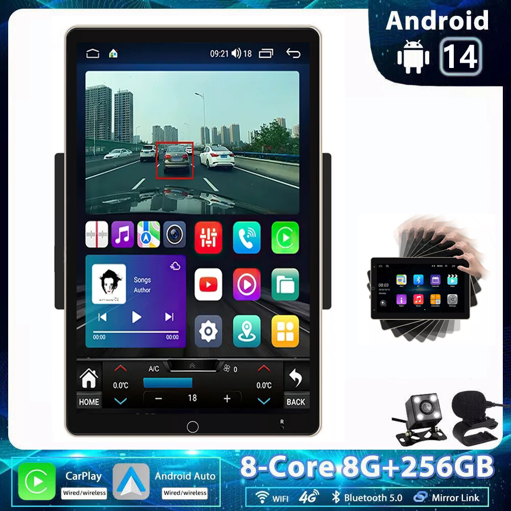 Android 14 Car Radio 4G+64GB Universal Multimedia Player Carplay Android Auto Autoradio Stereo Rotatable Vertical Touch Screen