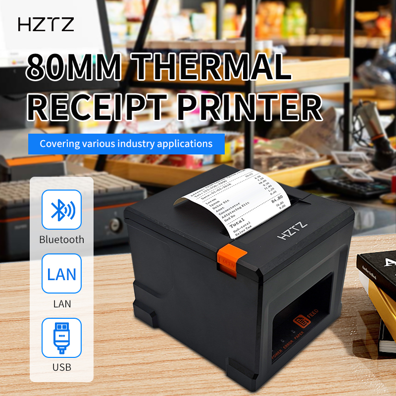 HZTZ 80 ミリメートルサーマルレシートプリンタ HZ-8360 自動カッターレストランキッチン POS プリンタ USB LAN Bluetooth プリンタ