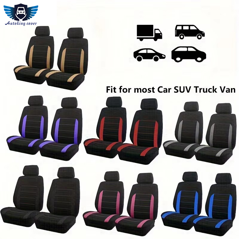 AUTOKING ポリエステル ユニバーサル サイズ 2 フロント シート カバーは、ほとんどの車 SUV トラック バン カー アクセサリー インテリアに適合します。