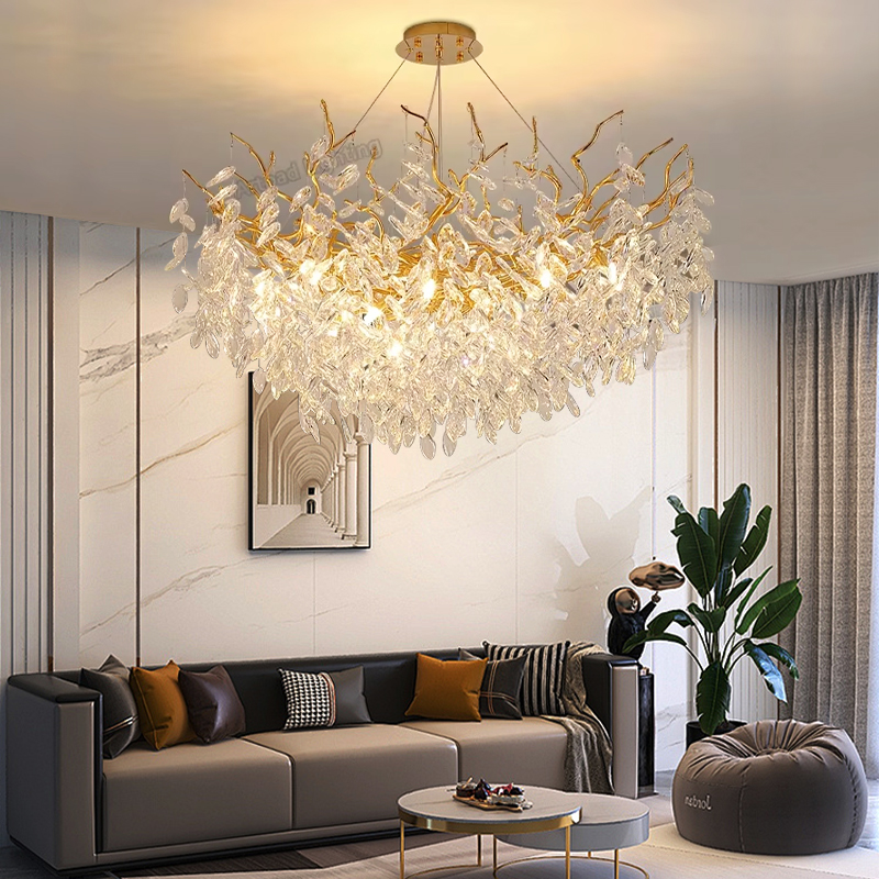 Ceiling Chandelier Hanging Light LED Luxury Living Room Light Hotel Hall Gold Large Ceiling Chandeliers 110-220V