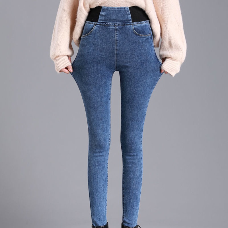 PTKPCC 弾性ウエストスキニージーンズ女性春スリムストレッチデニムパンツヴィンテージ鉛筆 Vaqueros ママ Pantalones デ Mujer