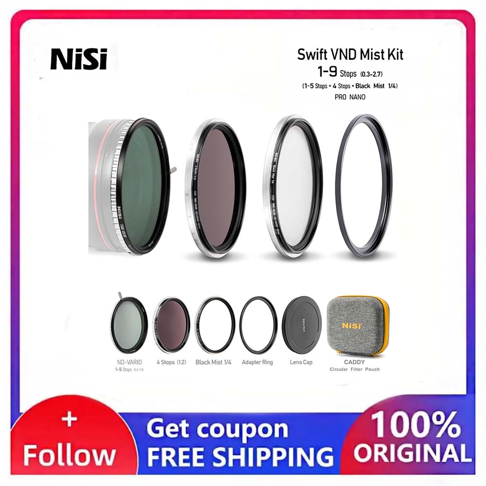 NiSi Swift システム VND ミストキット 1 ～ 5 ストップ True Color 可変ニュートラルデンシティ Swift アダプターリング 2 つの摩擦取り付けフィルター