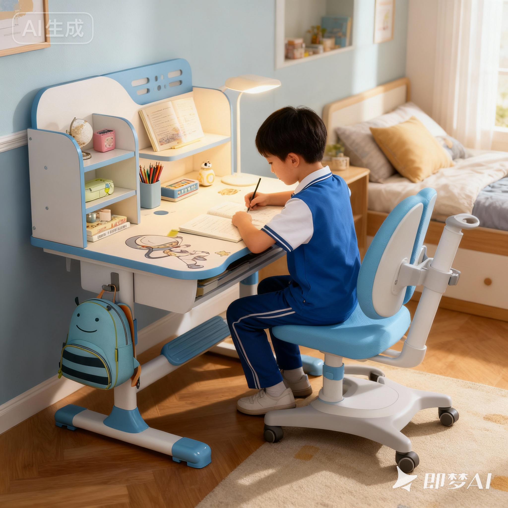 2 ピース/セット高さ調節可能な子供学校学習テーブル椅子セットプレミアム子供学習机椅子セット大型ライティングボード付き