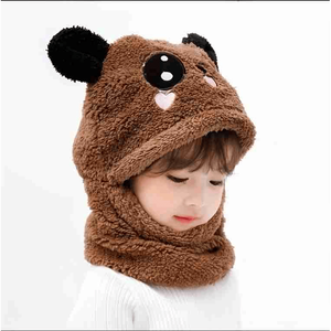 Unisex Winter Wool Hat Set with Bear Ears, Scarf, and Gloves