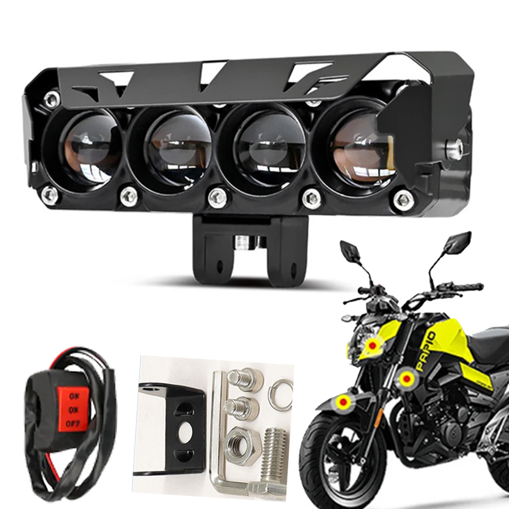 スポットライト moto LED ランプ 4 レンズプロジェクターヘッドライトハーレー ATV トラック SUV 車作業ライトオートバイ LED フォグランプバイク