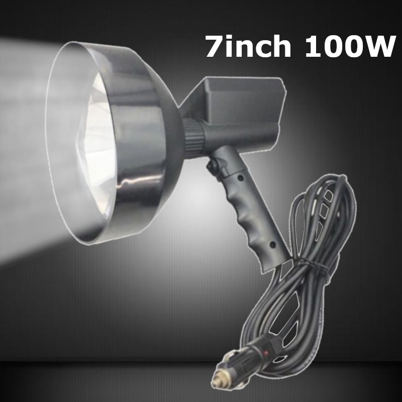 7 インチ超高輝度 12V 100 ワット 8000LM HID キセノンランプ HID スポットライト屋外ハンドヘルド狩猟キャンプ釣りサーチライト黒