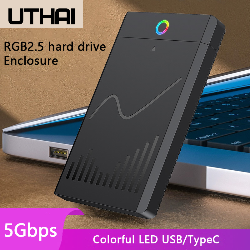 UTHAI 2.5 インチ ツール不要 SSD エンクロージャ USB 3.0/3.1/2.0 Type-C ノートブック外部ソリッド ステート ドライブ ボックス ストレージ拡張用