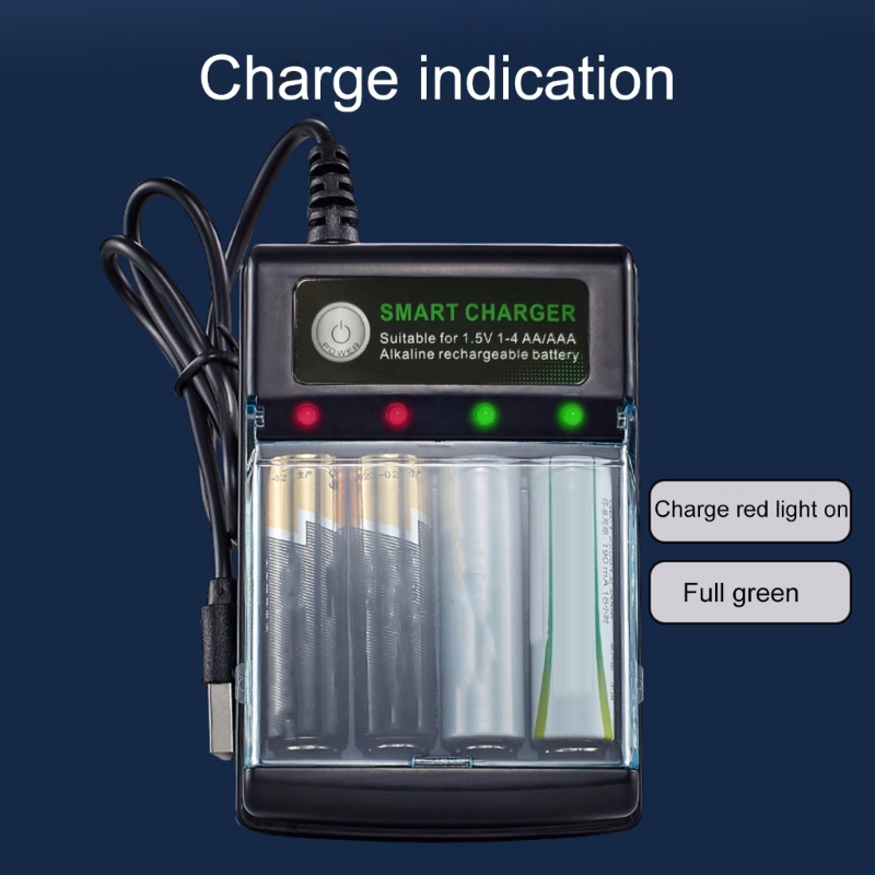 アルカリ電池充電器 1.5V 4 スロット デジタル充電回路により、複数の再利用性とフレンドリーな電子機器電源を実現