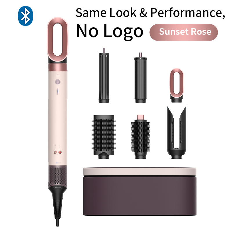 7 in 1 マルチヘアドライヤースタイラーHS09 自動カールバレルホットエアブラシソフト矯正ブラシマイナスイオン速乾ノズルギフトボックス