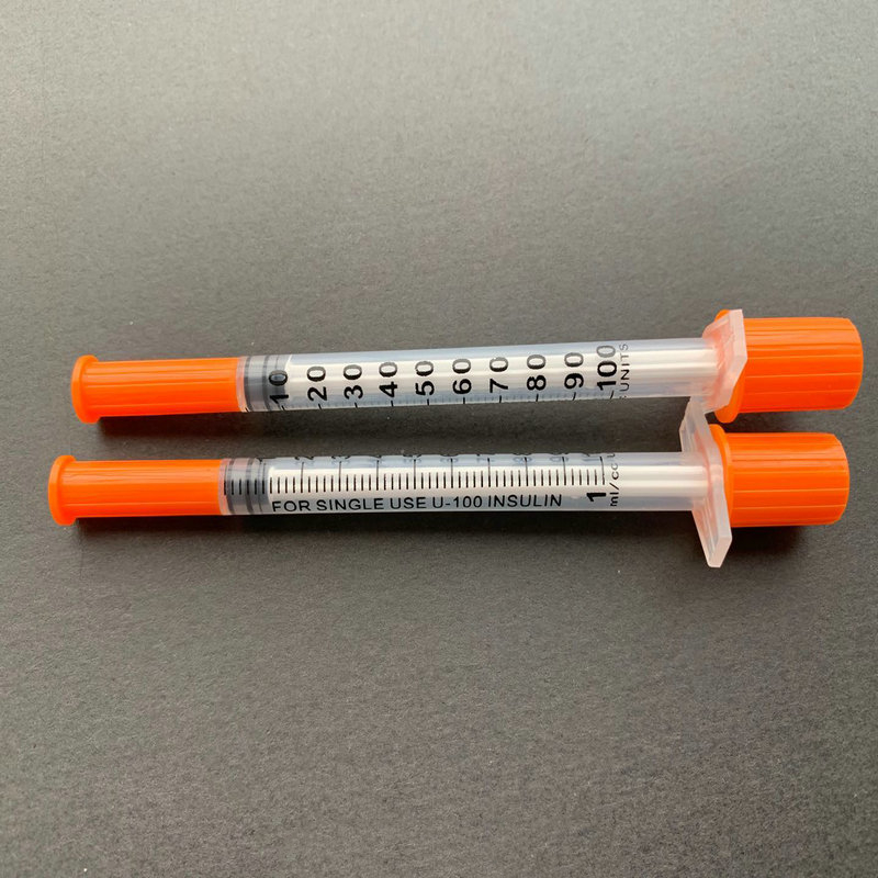 1ml使い捨て安全滅菌インスリン オレンジキャップ シリンジプラスチック液体ディスペンサー（ペット動物用）20個/50個/100個入り