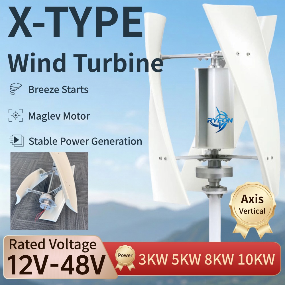 8KW 3ブレード フリーエネルギー発電機 X-TYPE 3相AC出力 12V 24V 3KW風力タービン MPPTコントローラ付き5KW風力タービン 10KW