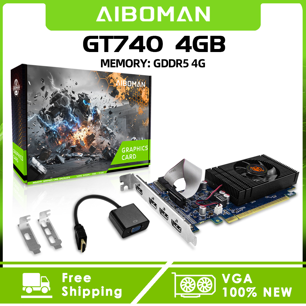AIBOMAN GT740 4GB GDDR5 HDMI*4 128ビット 64W PCI Express 3.0 X16 カード メモリ コンピュータ ビデオ ゲーム アセンブリ アクセサリ