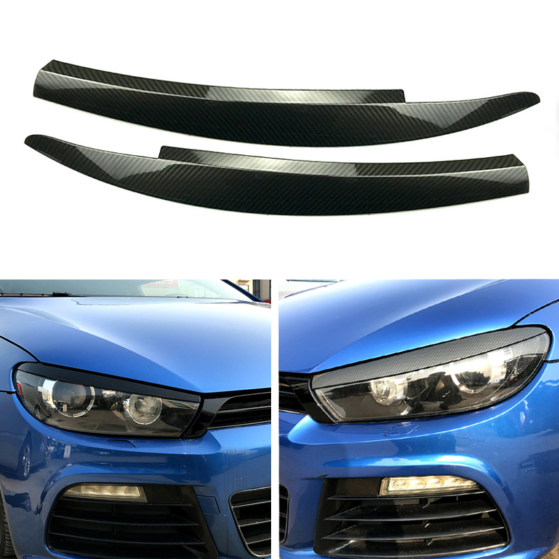 フォルクスワーゲン VW シロッコ R GTS 車のフロントヘッドライト眉毛まぶたライト眉毛トリム 2008-2017 自動 ABS カーボンファイバーまぶた