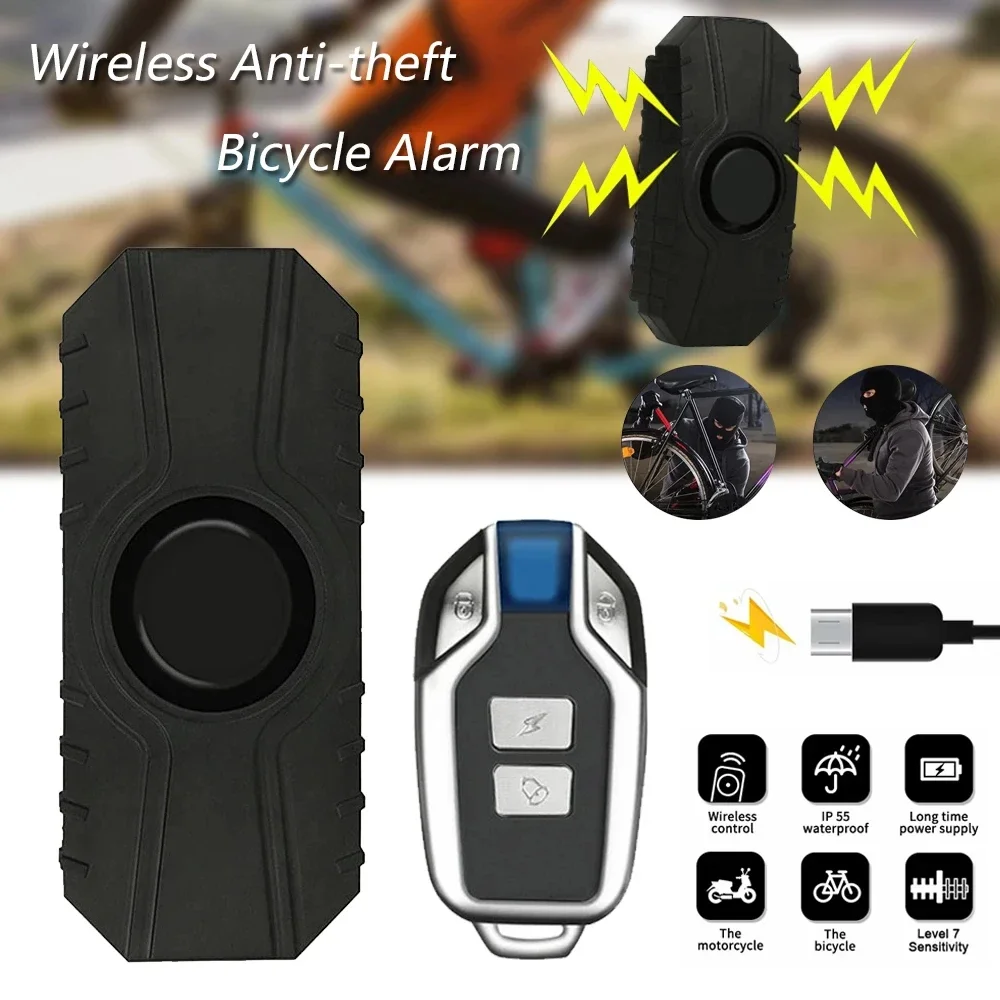 ワイヤレス自転車振動アラーム USB 充電防水オートバイ電動自転車アラームリモコンアンチロストセキュリティセンサー