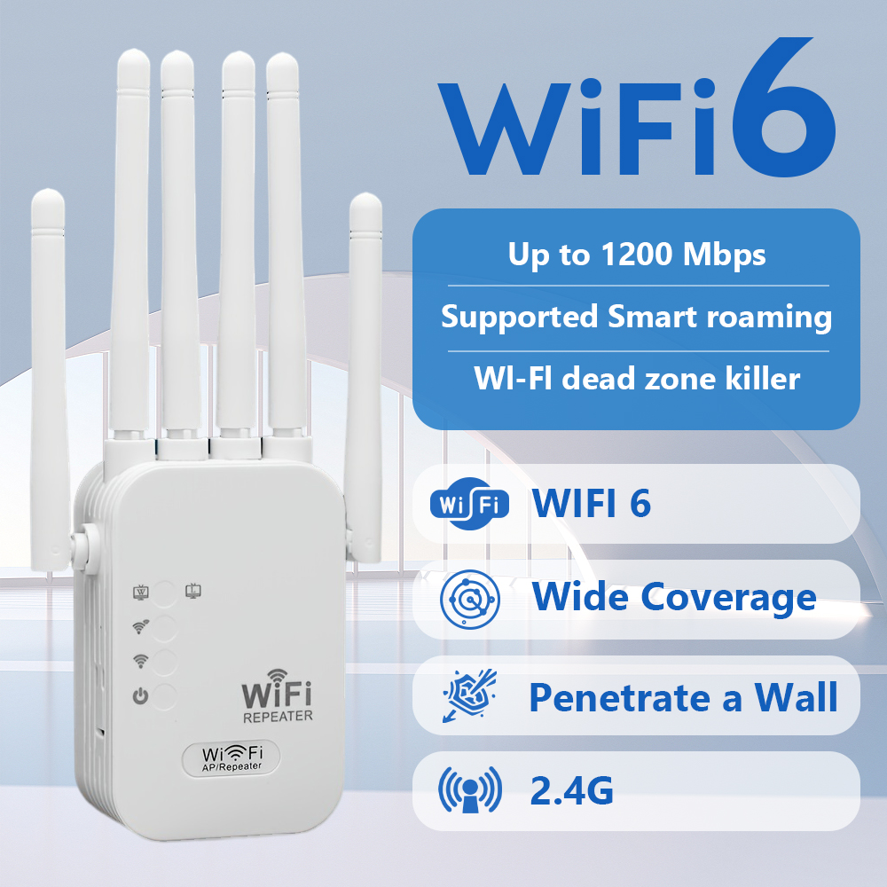 1200Mbps 2.4Ghz 360° フルカバレッジ WiFi エクステンダー デュアルバンド 5G ネットワーク範囲信号ブースターアンプ 6A ワイヤレス WiFi リピーター