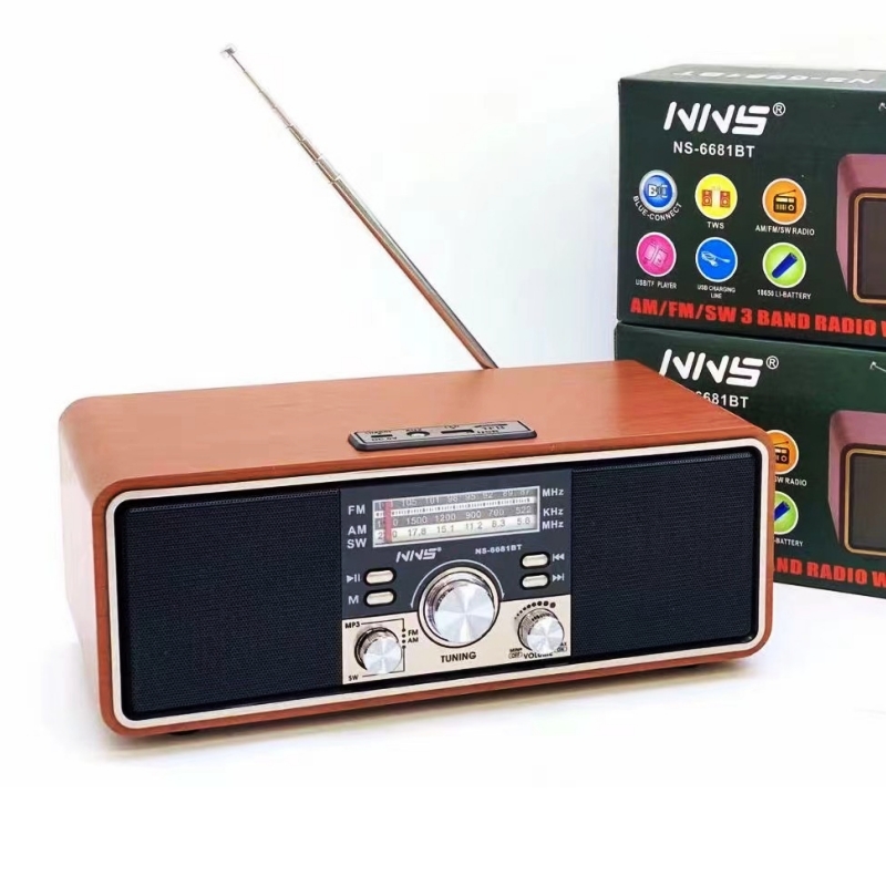 木製ヴィンテージポータブルラジオ AM/FM/SW 3 バンドラジオ USB/TF ポートホームラジオ Bluetooth スピーカー家庭用と屋外用