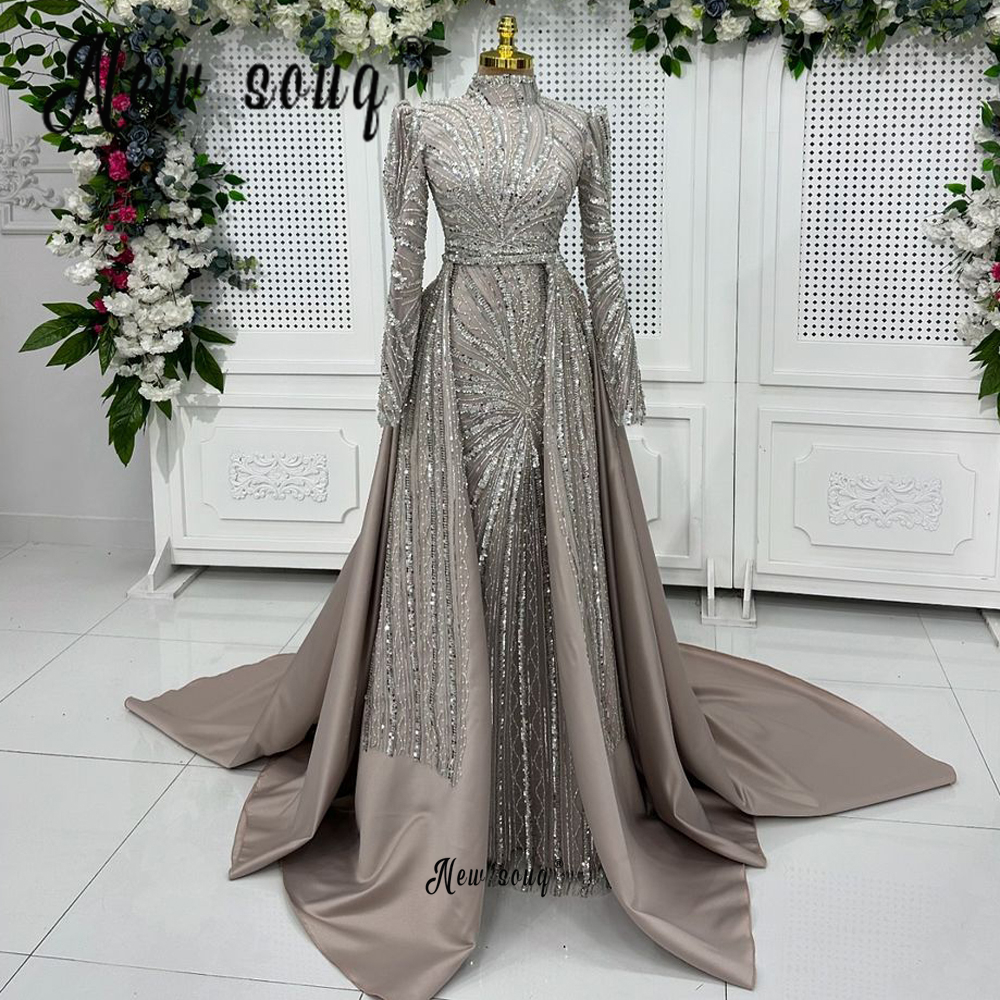 中東イスラム教徒カーキイブニングドレスオーバースカートプラスサイズの女性の結婚式のゲストガウンローブ · ド · マリエ 2025 A ラインフォーマルドレス