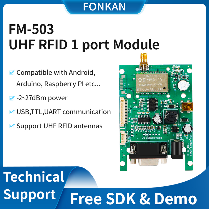 Fonkan 860-960Mhz UHF RFID モジュール長距離リーダー TTL UART モジュール 1 ポートアンテナ付き Android SDK アクセス制御用