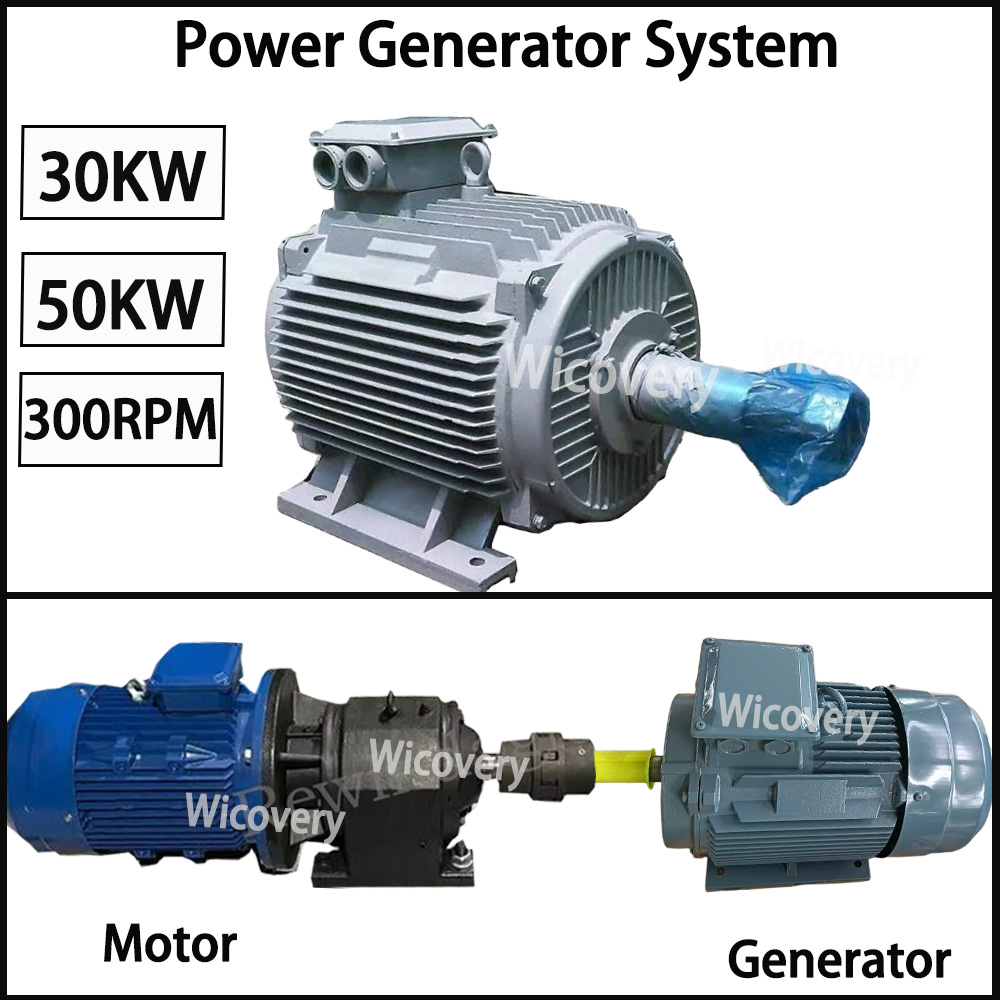 CE ハイパワー 30KW 50KW 永久磁石発電機低 RPM 110V 220V 380V 単相 3 相 AC オルタネータモータードライブ付き