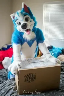 ブルーホワイトクリスマス毛皮キツネ犬ハスキーマスコットコスチューム毛皮のスーツ着ぐるみハロウィン誕生日パーティーギフト