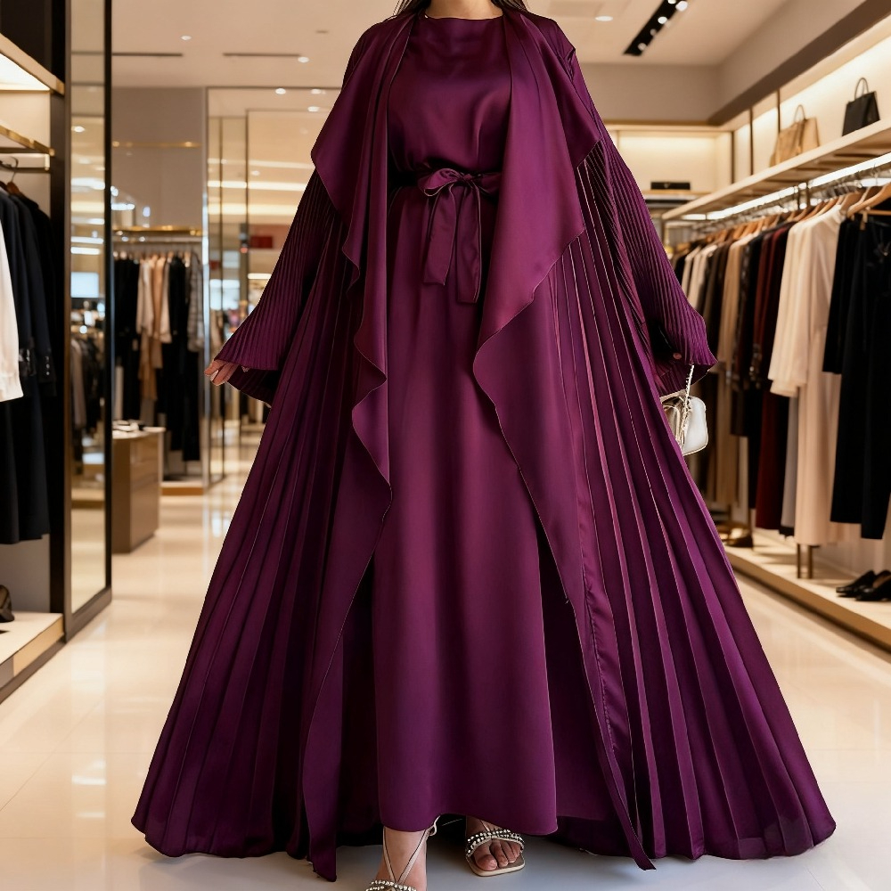 イード女性ドレスイスラム教徒アバヤ 2 点セットレースアップパーティー Jalabiya ラマダン Vestidos ラルゴスカフタン 2026 ロングローブモロッコカフタン