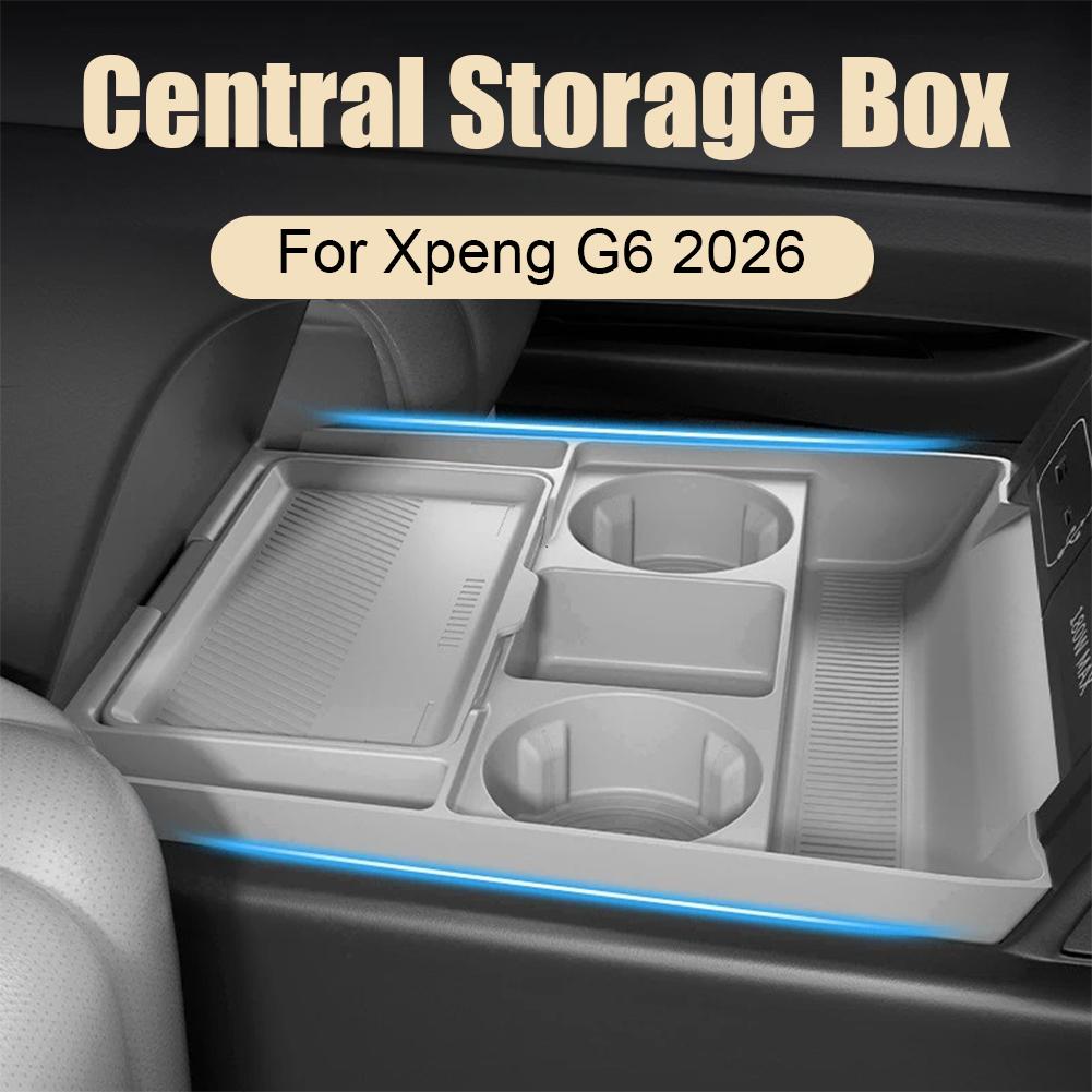 センターコンソールオーガナイザートレイ Xpeng G6 2026 シリコーン収納ボックス車の中央下層トレイディバイダーオーガナイザーアクセサリー
