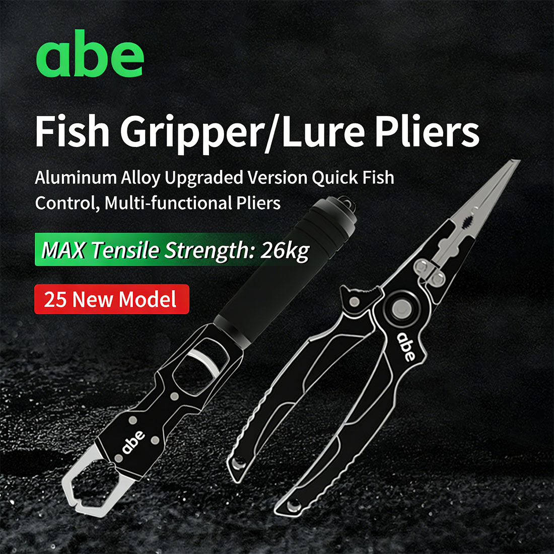 ABE 26KG スケールフィッシングプライヤー - マイクロ/ヘビーデューティ用アルミニウム合金多機能フィッシュグリッパー、フックリムーバー PE ラインカッター