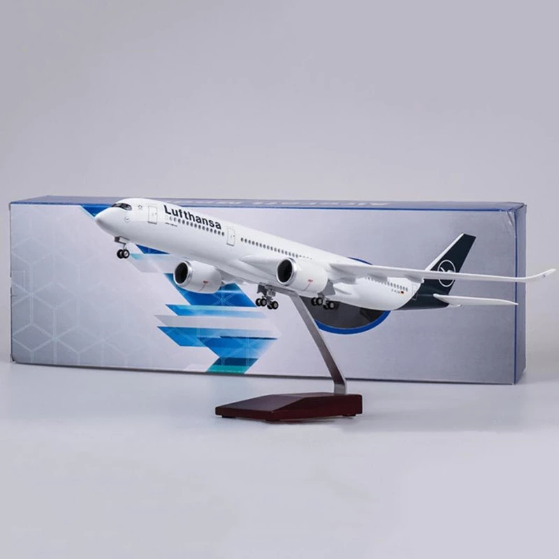 ルフトハンザ飛行機モデル A350 47 センチメートルライトと車輪付き子供のためのプラスチックモデルのおもちゃ航空収集ギフト